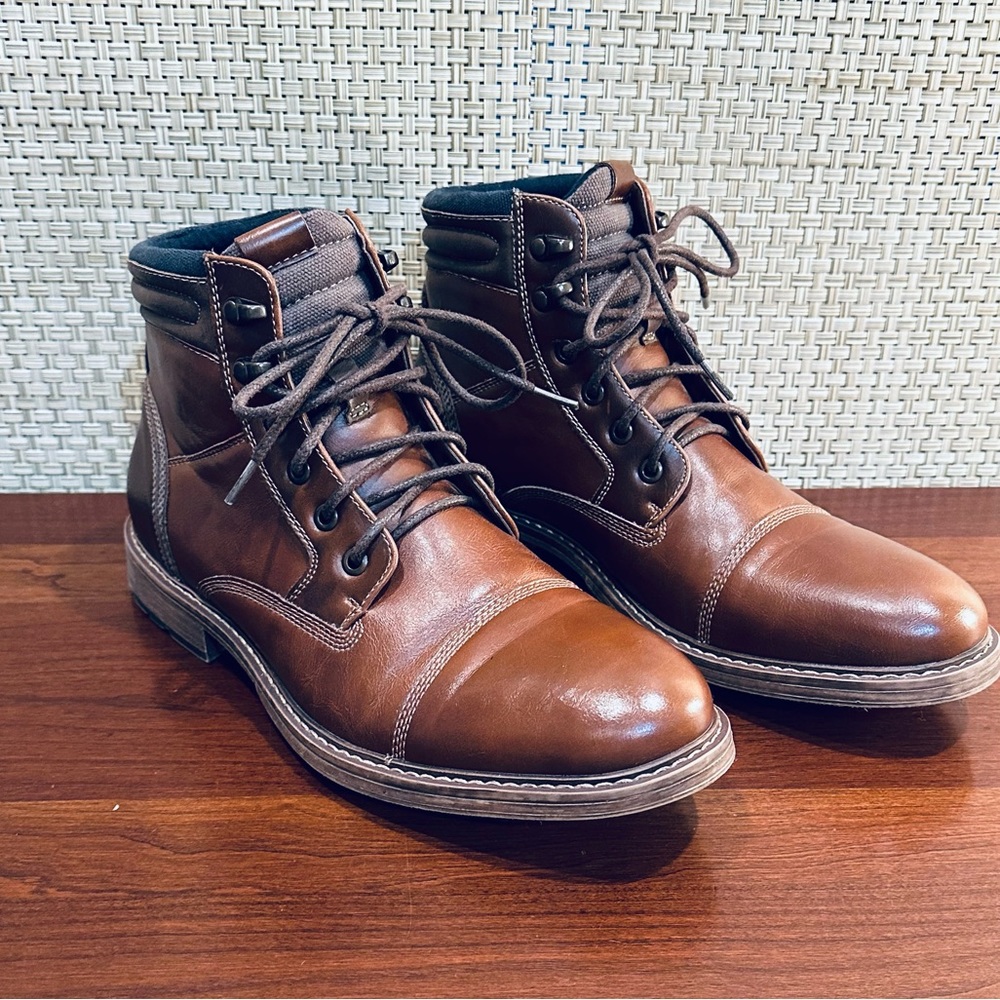 🌟2xHP🌟Brown Faux Leather Sheldon Ortholite Ankle Boots by Sonoma 9.5